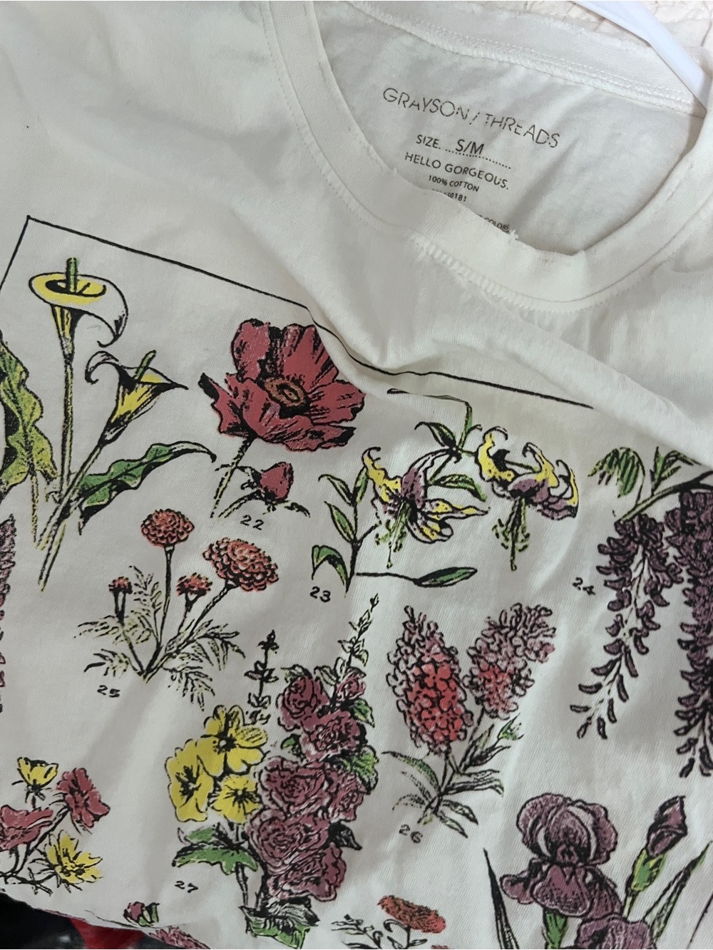 Grayson Threads Cream Tee with Purple & Green Floral Print - Picture 4 of 4